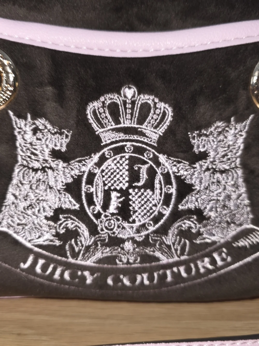 Juicy Couture Scottie Mini Satchel Purse Bag Pink-Trim Brown Velvet Body